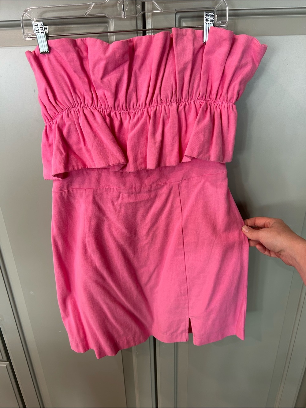 Vintage Entro USA Pink Strapless Ruffle Dress Summer Size Large NWT